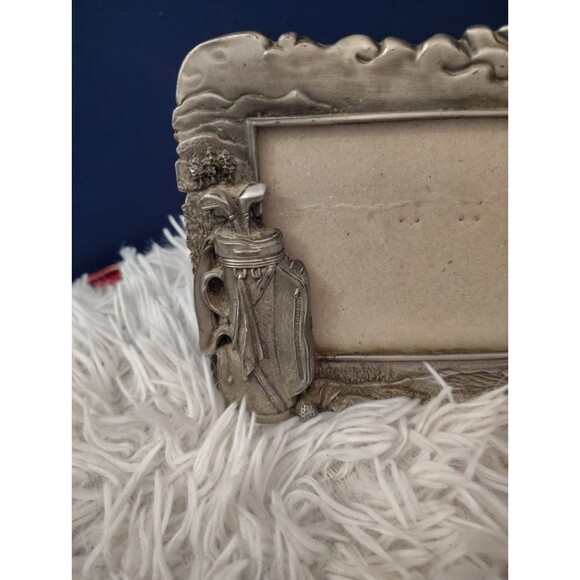 Vintage Pewter Golf Picture Frame "M.T." 3" x 5" Photo - Picture 2 of 8